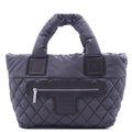 Chanel Coco Cocoon PM Small Tote Bag Gray Silver Nylon Leather