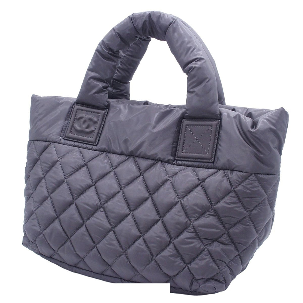 Chanel Coco Cocoon PM Small Tote Bag Gray Silver Nylon Leather — view 2