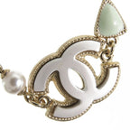 Chanel CC Logo Bracelet Gold White Metal Costume Pearl — view 5