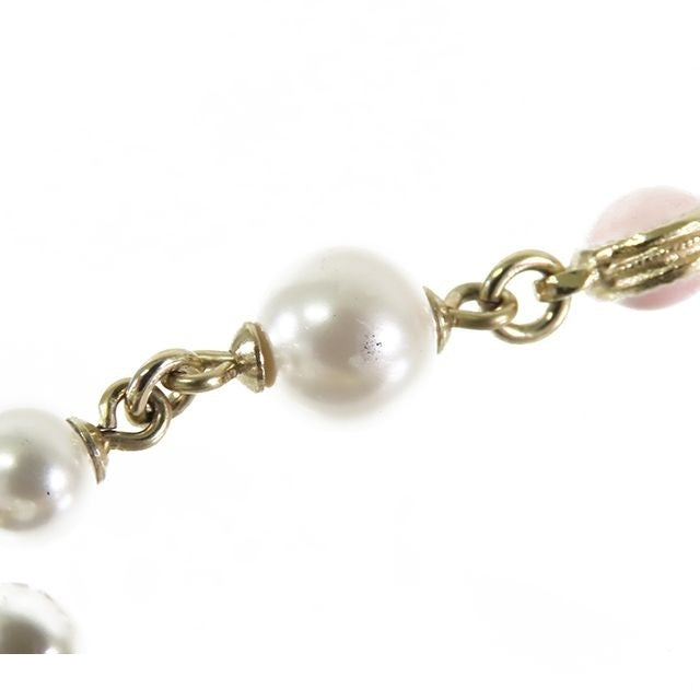 Chanel CC Logo Bracelet Gold White Metal Costume Pearl — view 7