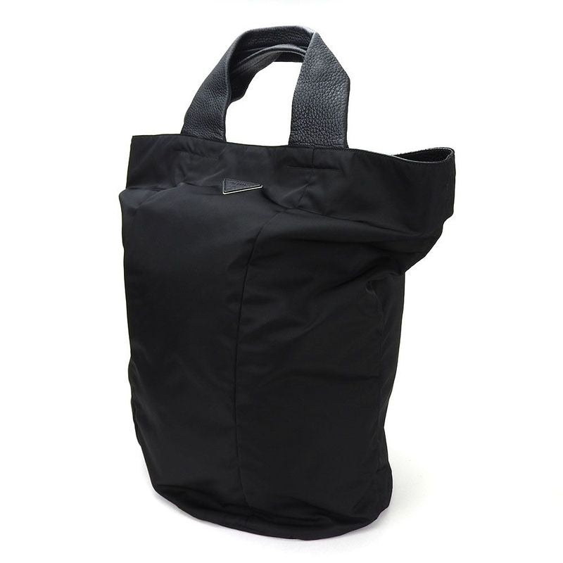 Prada 2-Way Tote Shoulder Bag Large Crossbody Nylon Blackblackleather Everyday