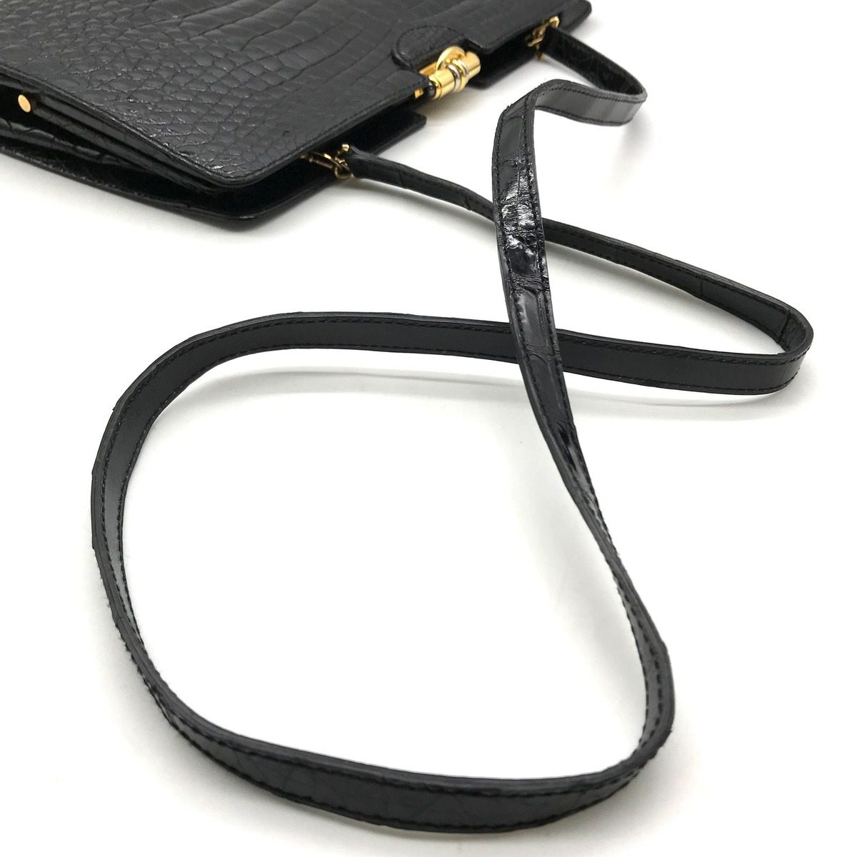 Gucci Crocodile Shoulder Bag Black — view 6