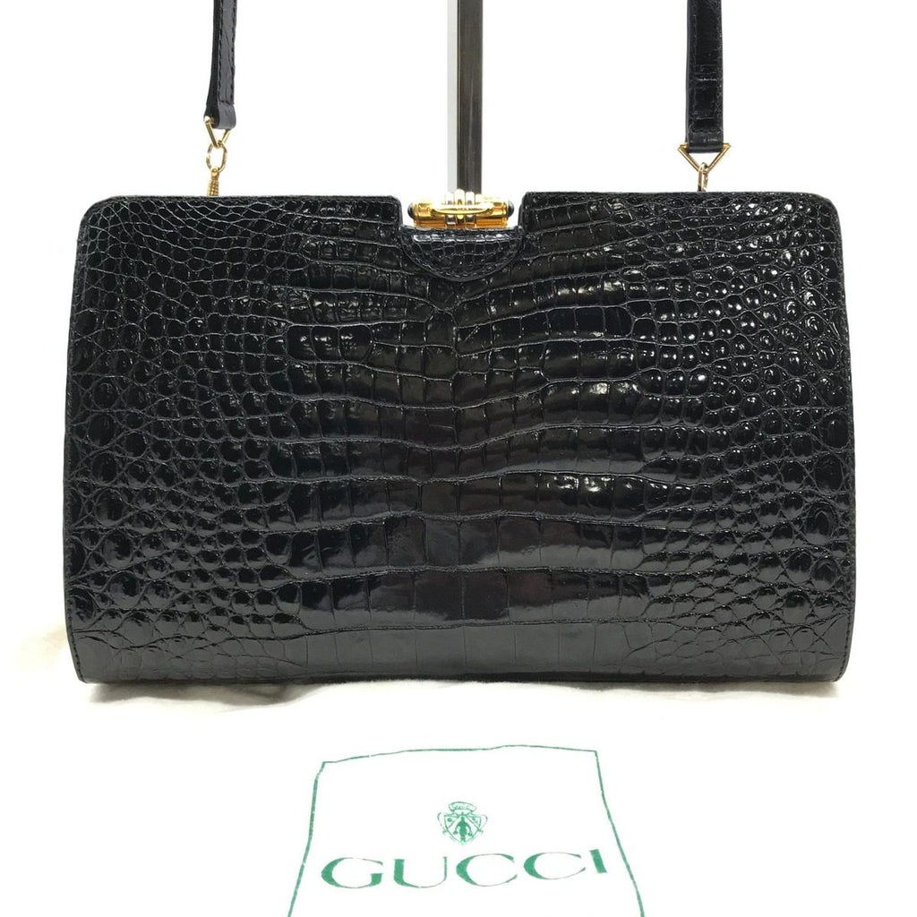 Gucci Crocodile Shoulder Bag Black