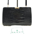 Gucci Crocodile Shoulder Bag Black