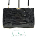 Gucci Crocodile Shoulder Bag Black