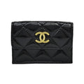 Chanel Small Flap Wallet Black Gold Hardware Shiny Calfskin