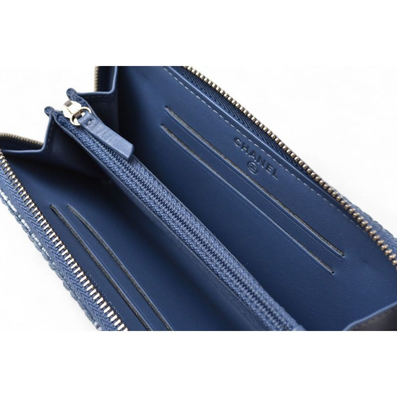 Chanel Wallet Fold Deauville Blue Tweed — view 7