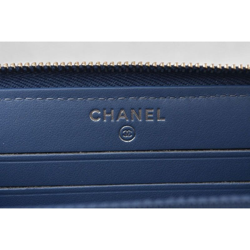 Chanel Wallet Fold Deauville Blue Tweed — view 8