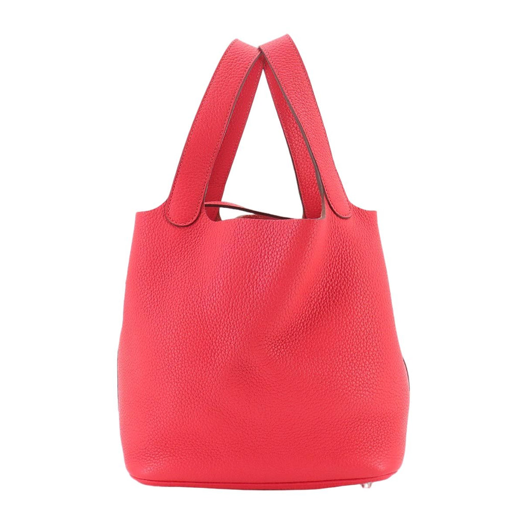 Hermes Picotin Lock MM Hand Bag Taurillon Clemence Rouge Pivoine