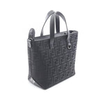 Fendi Handbag FF Shopping Small Black Canvas Leather Tote — view 2