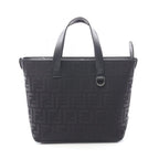 Fendi Handbag FF Shopping Small Black Canvas Leather Tote