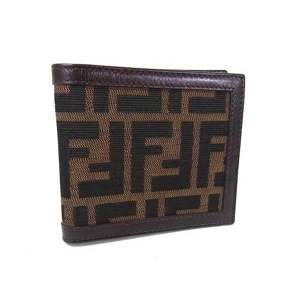 Fendi Wallet Zucca 099 Brown Leather Canvas Bifold