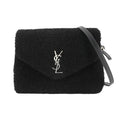 Saint Laurent Shoulder Bag Shearling Leather Black Silver Hardware