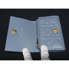 Christian Dior Caro Glycine Wallet Cannage Leather Card Case Coin — view 3