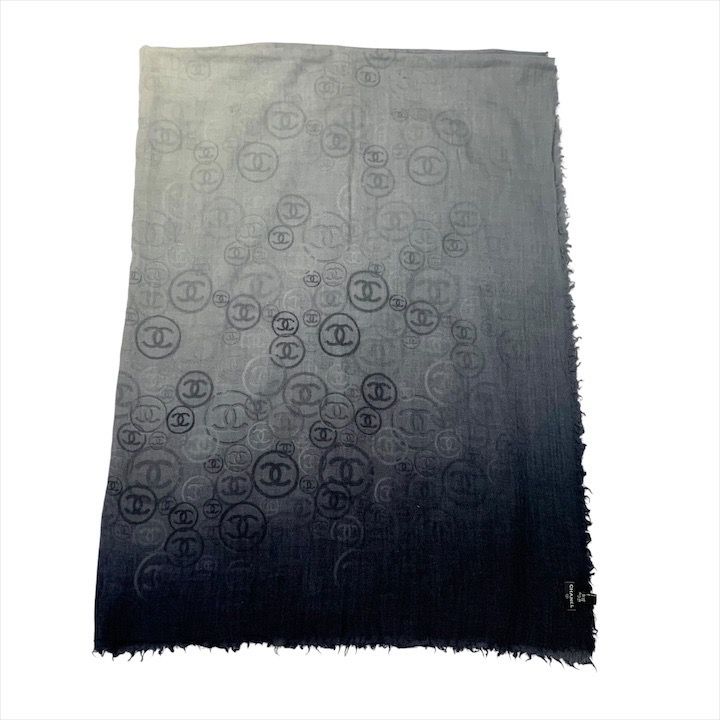 Chanel CC Logo Gradient Cashmere Large Shawl Scarf — view 2