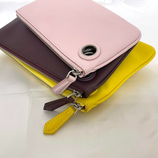 Fendi Clutch Bag Triplet Pouch Pink Bordeaux Yellow — view 8