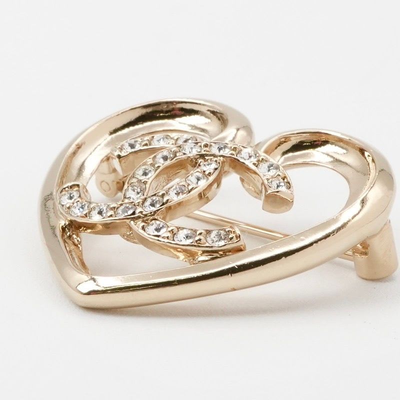 Chanel Brooch Corsage Gold Heart Coco Mark Rhinestone — view 6