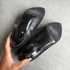 Chanel Pointed Toe Coco Mark Button Leather Zip Boots 37 1 2 C — view 9