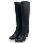 Hermes Long Boots Shoes Leather Black