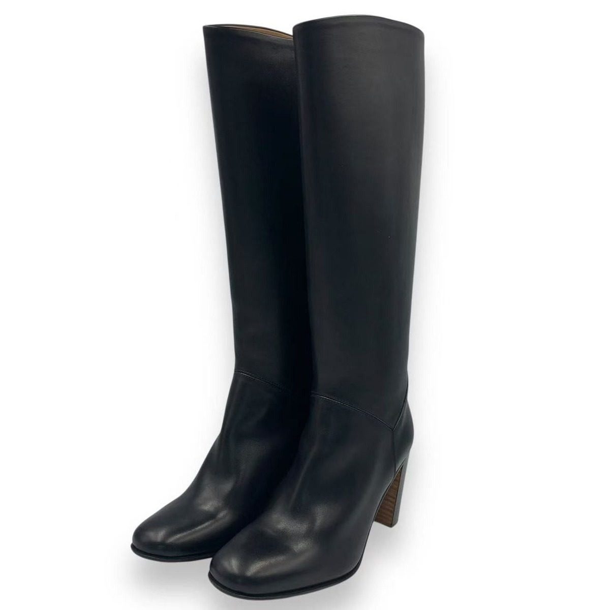Hermes Long Boots Shoes Leather Black
