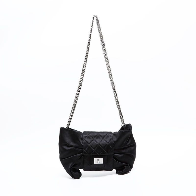 Chanel Shoulder Bag Satin Chain Ribbon