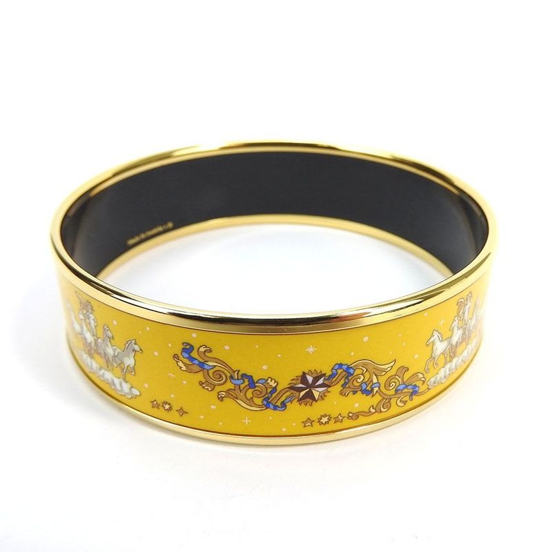 Hermes Emile Bangle Bracelet Accessory Jewelry Small Item Cloisonne Plated GP — view 2