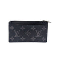Louis Vuitton Monogram Eclipse Taiga Coin Card Holder Black Wallet Silver