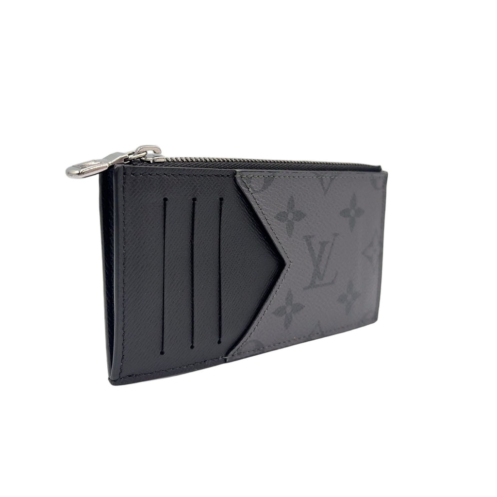 Louis Vuitton Monogram Eclipse Taiga Coin Card Holder Black Wallet Silver — view 2