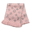 Louis Vuitton Muffler Echarpe Logomania Shine Wool Silk Monogram Rose Scarf