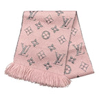 Louis Vuitton Muffler Echarpe Logomania Shine Wool Silk Monogram Rose Scarf
