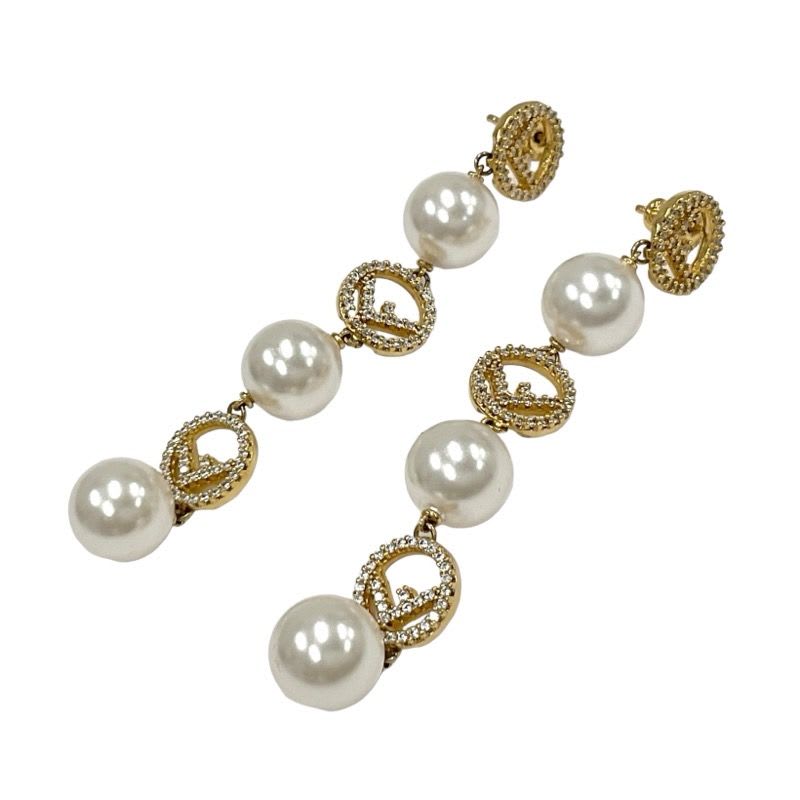 Fendi F Is Earrings Earring Gold Rhinestone Pearl — view 5