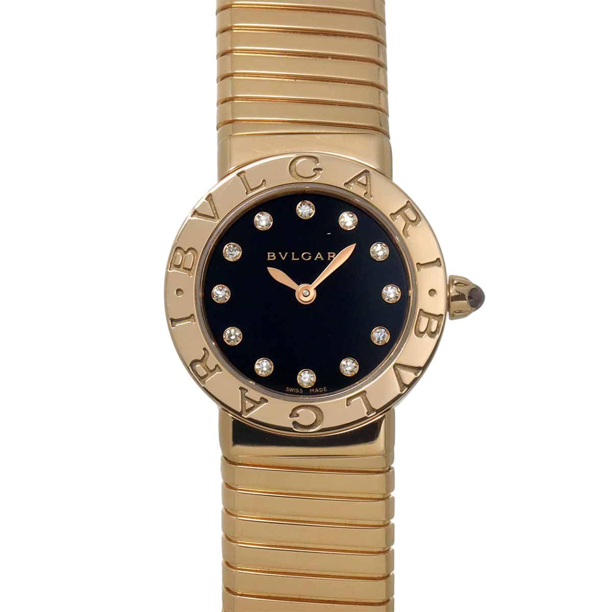 Bvlgari Tubogas Diamond Watch 18k Pink Gold Quartz