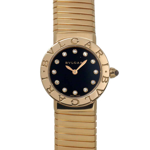 Bvlgari Tubogas Diamond Watch 18k Pink Gold Quartz