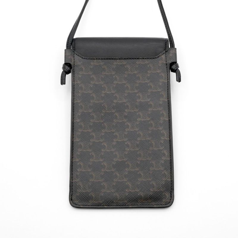 Celine Mobile Smartphone Accessories Leather Canvas Black Triomphe Logo Phone — view 5