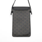 Celine Mobile Smartphone Accessories Leather Canvas Black Triomphe Logo Phone — view 5