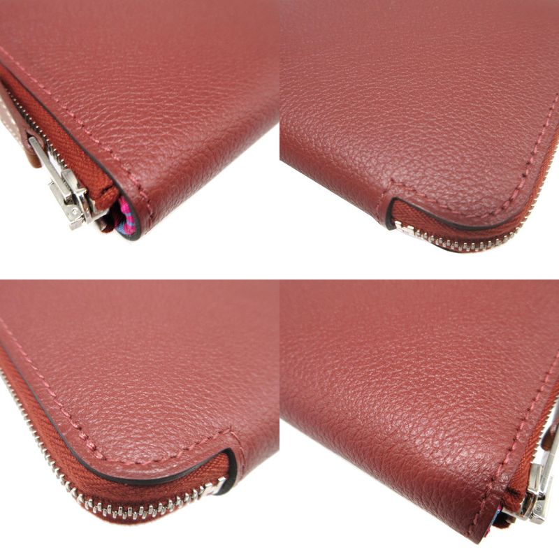 Hermes Azap Compact Silk Quin Stamped B Evercolor Rouge Ash Coin — view 7