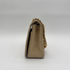 Chanel Large Shoulder Bag Quilted CC Logo Turnlock Gold Full Flap Beige Chain — view 3
