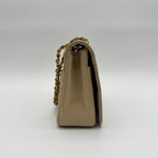 Chanel Large Shoulder Bag Quilted CC Logo Turnlock Gold Full Flap Beige Chain — view 4