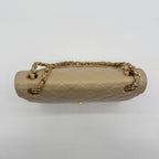 Chanel Large Shoulder Bag Quilted CC Logo Turnlock Gold Full Flap Beige Chain — view 5