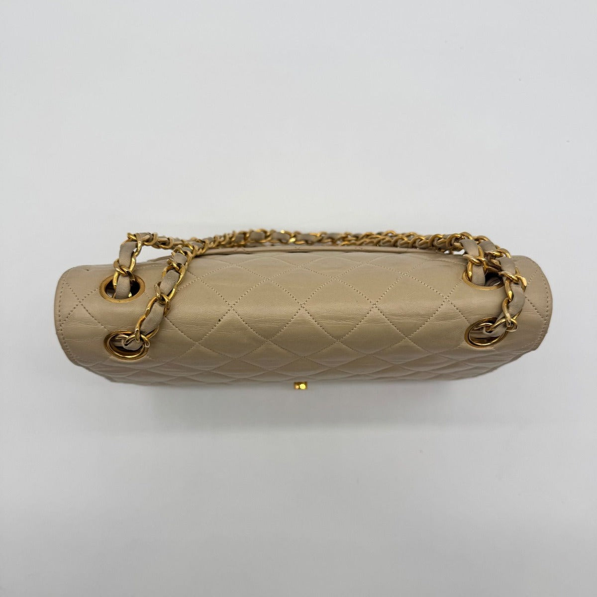 Chanel Large Shoulder Bag Quilted CC Logo Turnlock Gold Full Flap Beige Chain — view 5