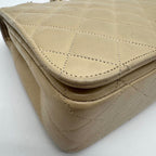Chanel Large Shoulder Bag Quilted CC Logo Turnlock Gold Full Flap Beige Chain — view 7