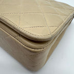 Chanel Large Shoulder Bag Quilted CC Logo Turnlock Gold Full Flap Beige Chain — view 8