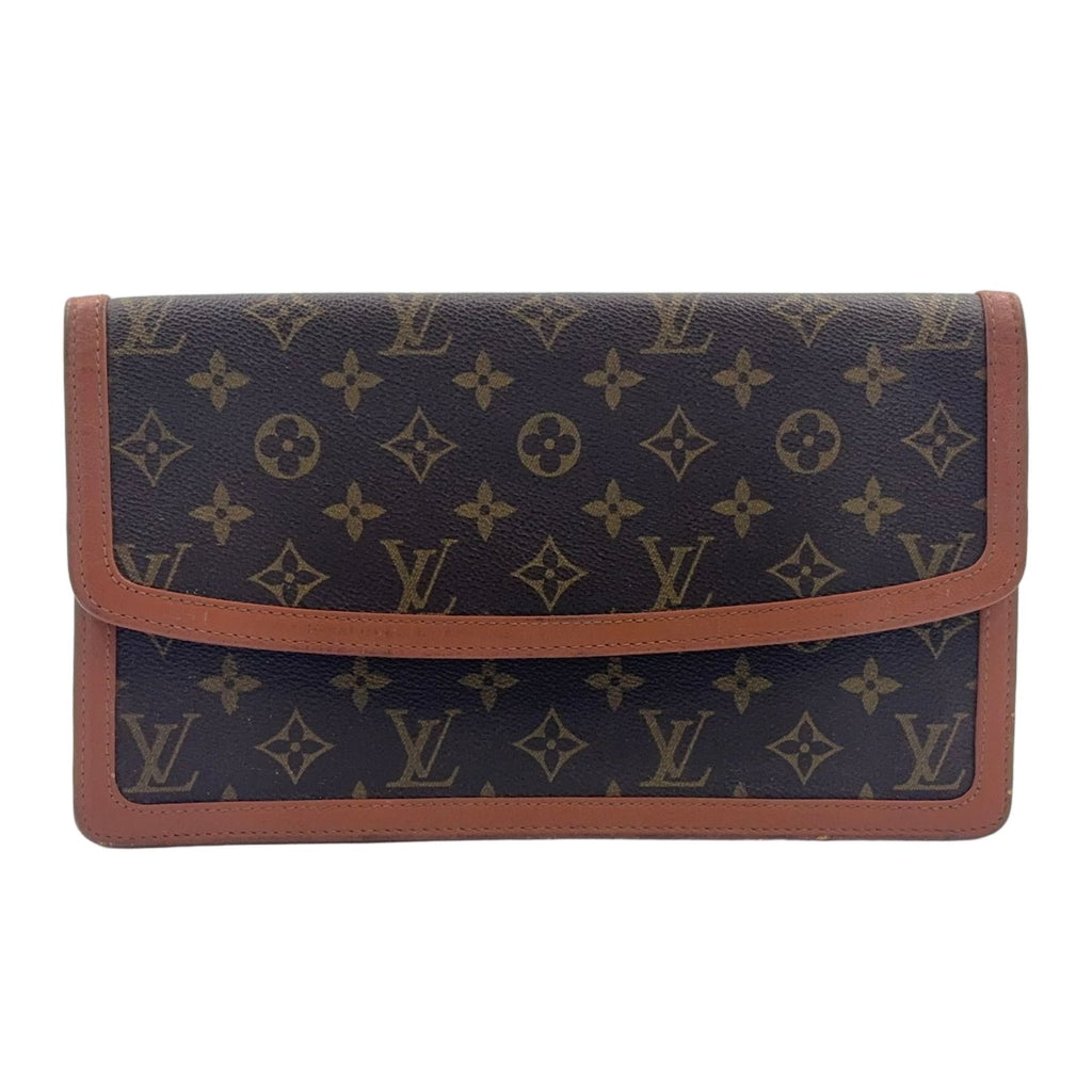 Louis Vuitton Pochette Dam GM Monogram Leather Brown Clutch Gold