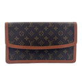 Louis Vuitton Pochette Dam GM Monogram Leather Brown Clutch Gold
