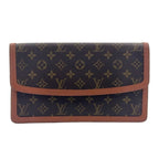 Louis Vuitton Pochette Dam GM Monogram Leather Brown Clutch Gold