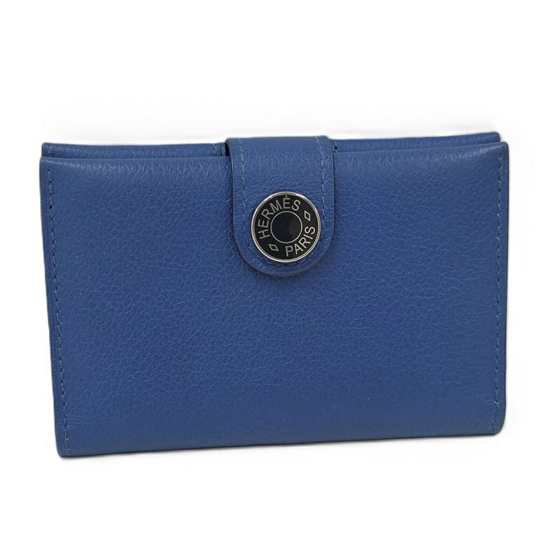 Hermes Rms Card Case Leather Blue Stamped — view 2