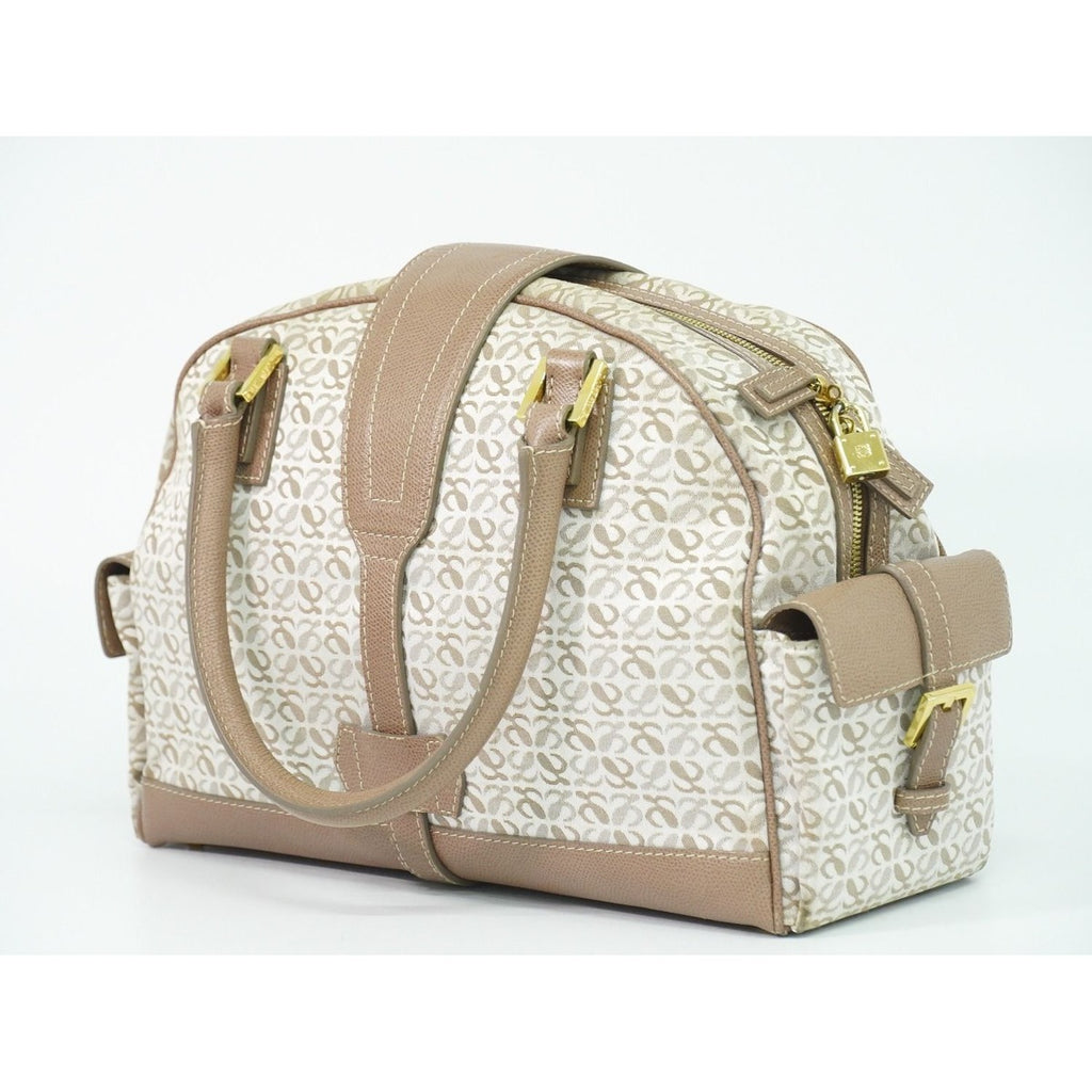 Loewe Repeat Anagram Handbag Canvas Leather Beige Pink — view 2