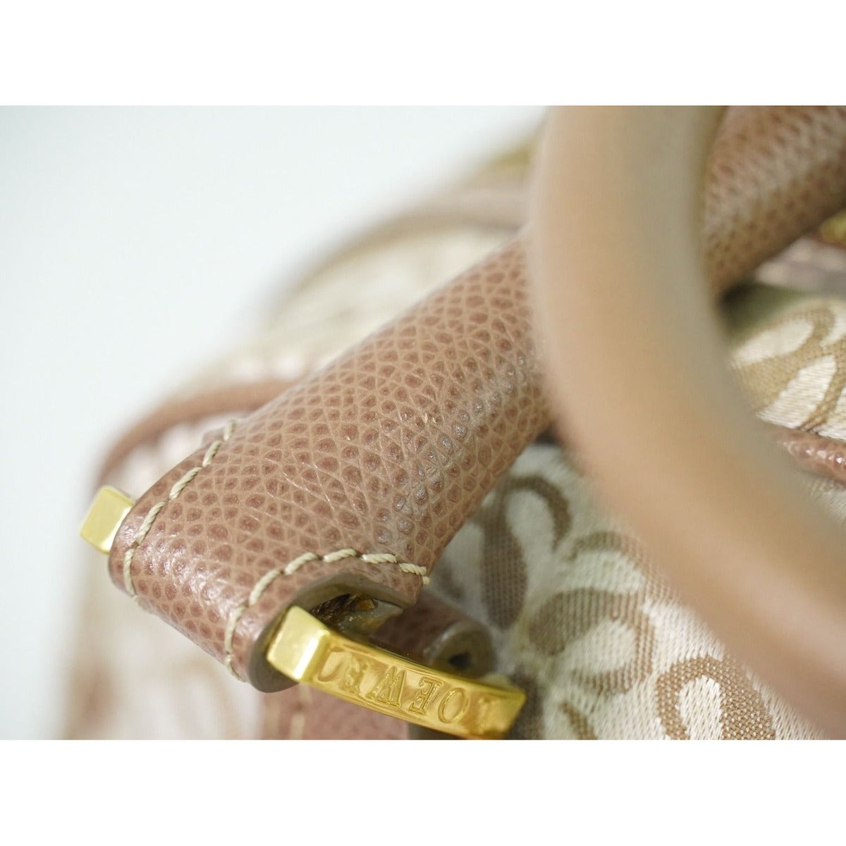Loewe Repeat Anagram Handbag Canvas Leather Beige Pink — view 6