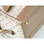 Loewe Repeat Anagram Handbag Canvas Leather Beige Pink — view 7