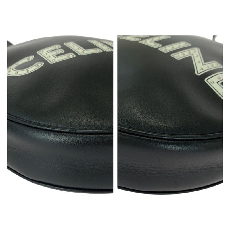 Celine Dancing Kid Logo Studded Black White Silver Hardware Leather Ddj38 — view 3